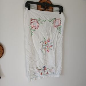 Vintage Embroidered Floral White Pillow Case